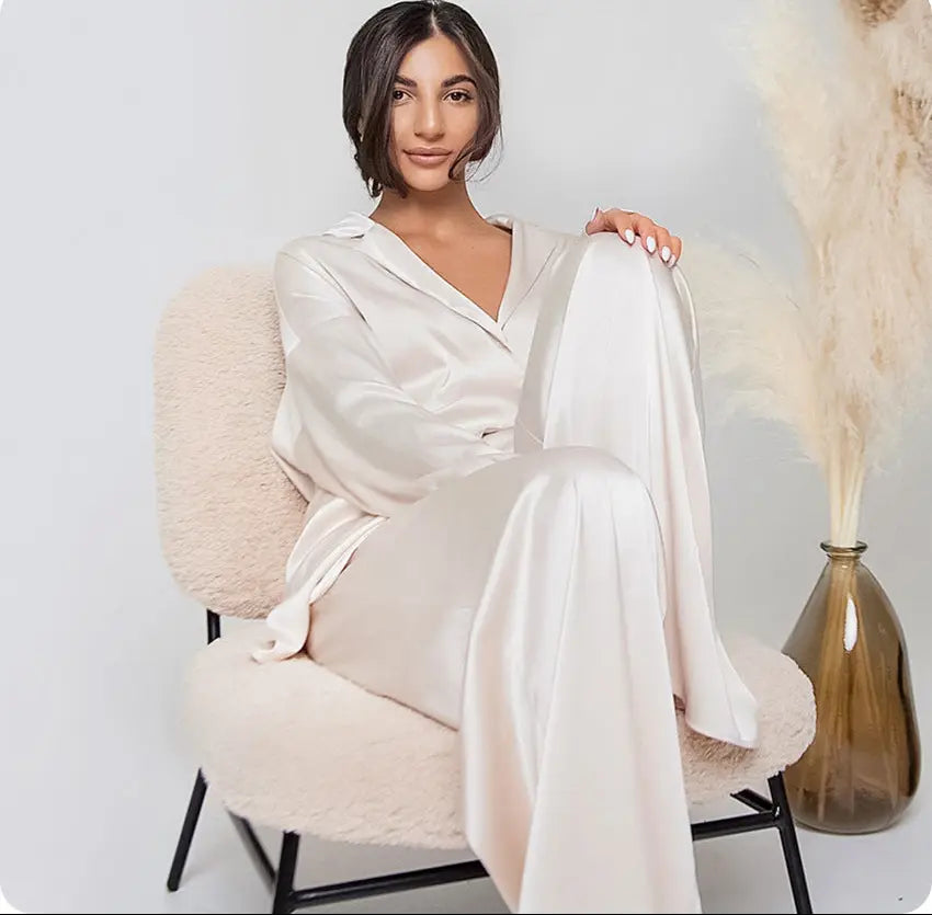 Ensemble pantalon et chemise satin femme SecretBombe