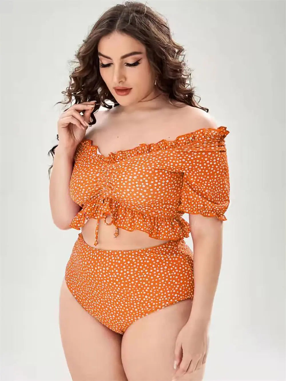 Maillot de bain deux pièces femme coloris orange, rouge et vert - SecretBombe