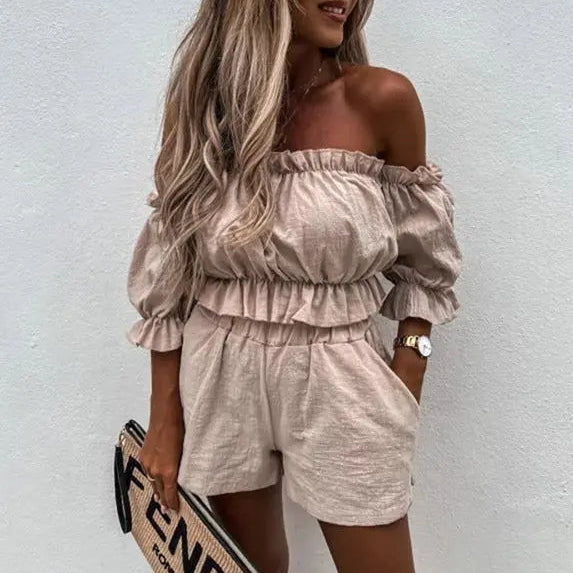 Ensemble chic et décontracté blanc pour femme SecretBombe.
