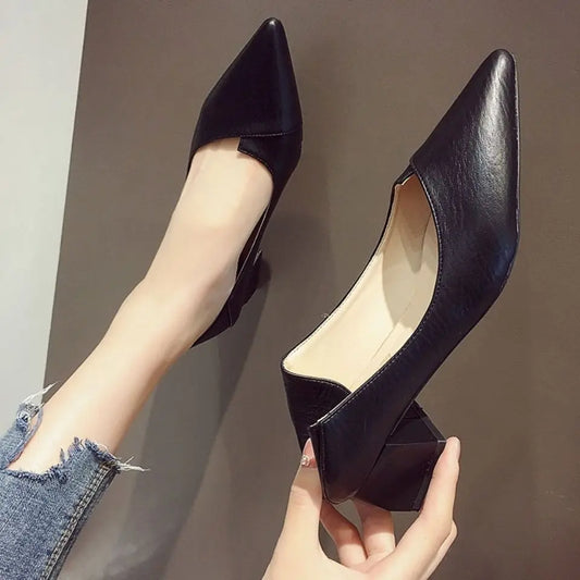 Escarpins femme noir talon carré 3 cm en cuir végan – style élégant et confortable
