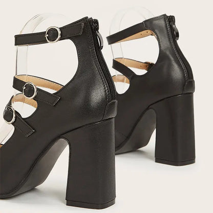 Escarpins noirs à brides multiples style tendance