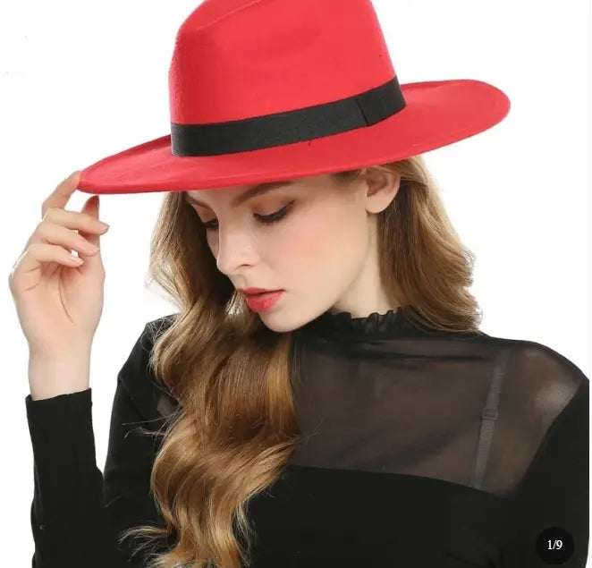 Fedora rouge femme chic et élégant en laine et polyester