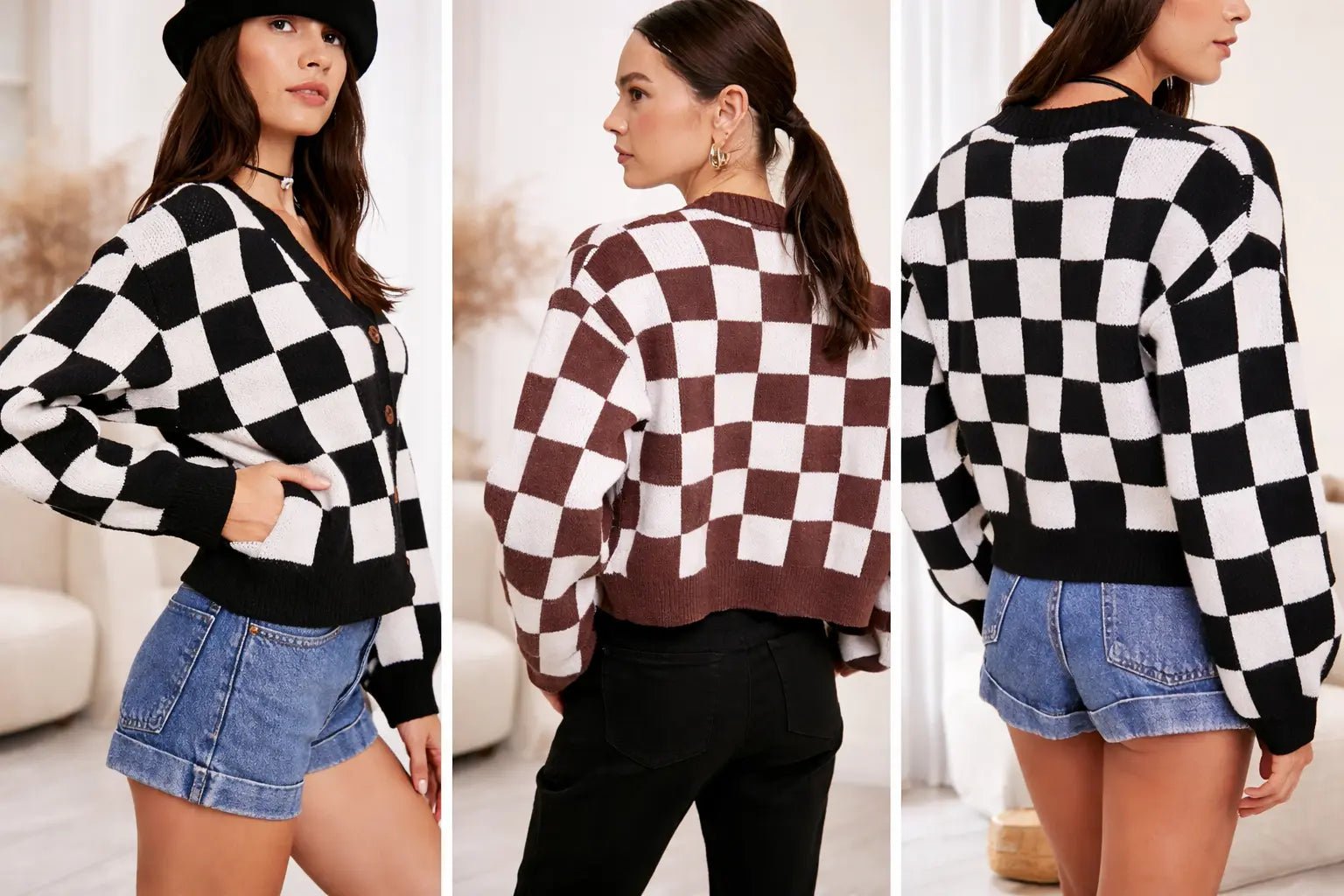 Cardigan Woman Within - Femme Taille 2XL - Rose Et Marine à Carreaux - Manches Longues
