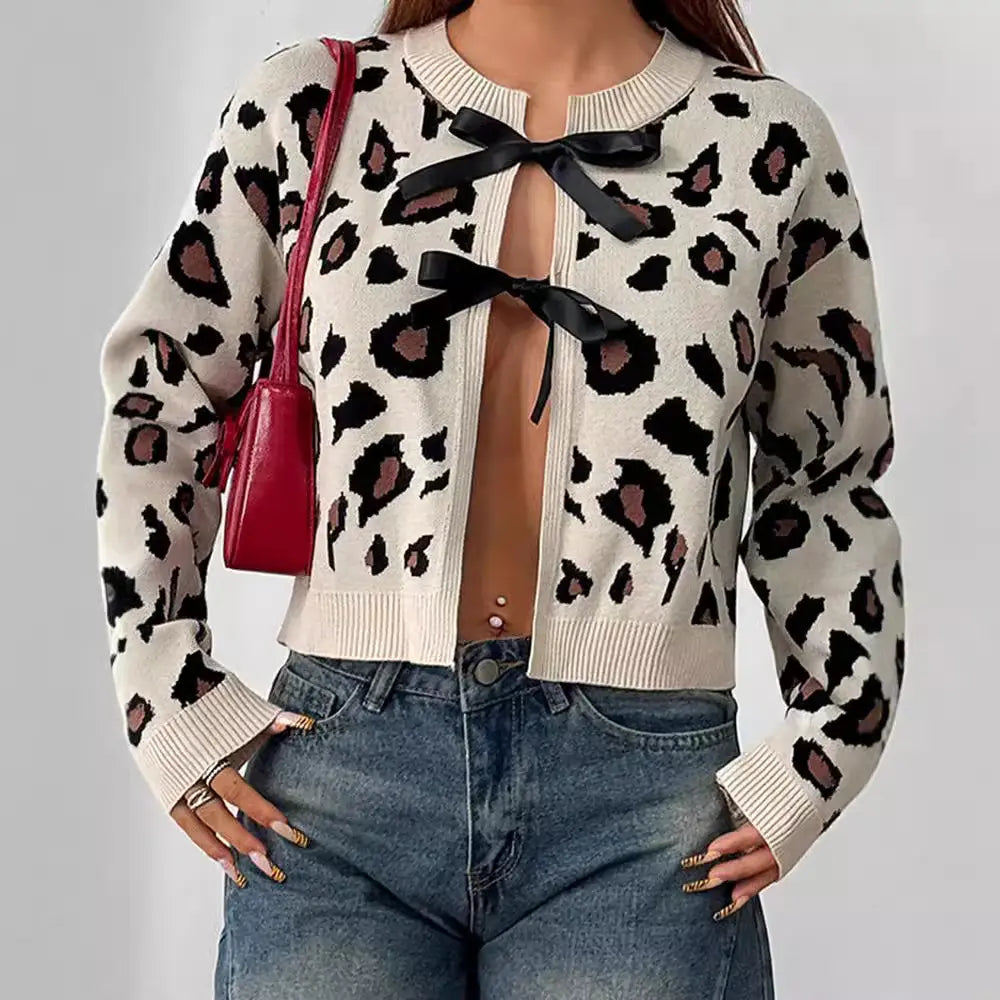 Cardigan femme imprimé léopard maille douce – secretbombe