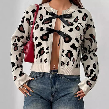 Cardigan femme imprimé léopard maille douce – secretbombe