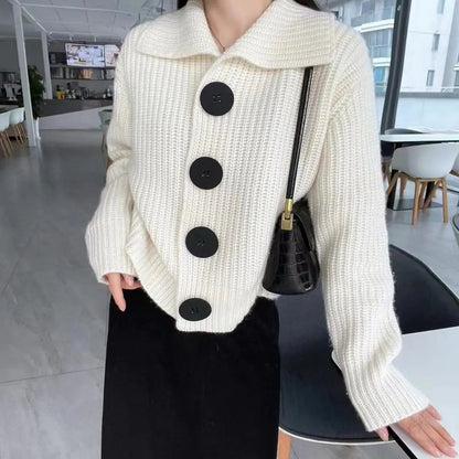 Cardigan femme en maille épaisse style européen loose – secretbombe