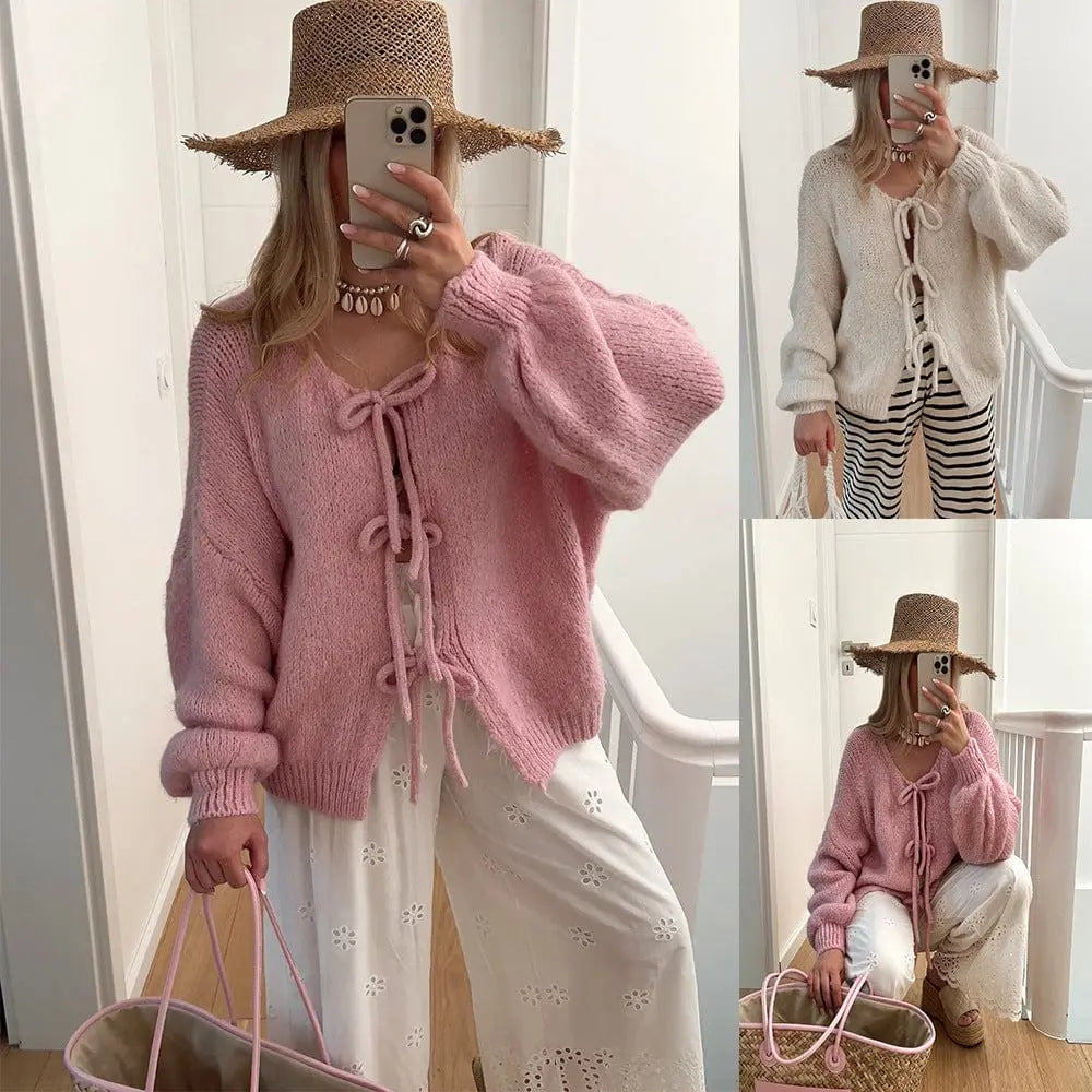 Gilet oversize  rose  et blanc pour femme, style automne décontracté