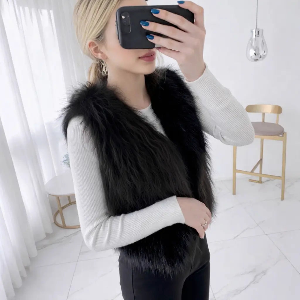 Gilet femme street chic en fausse fourrure élégante – secretbombe
