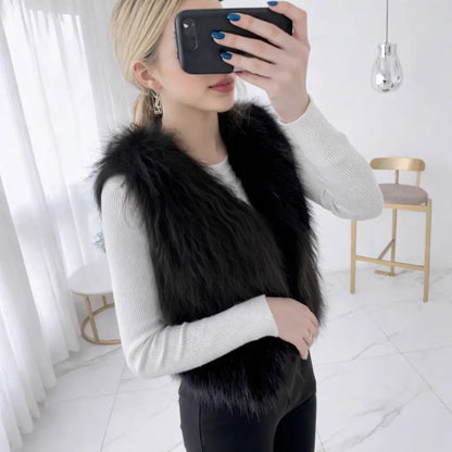 Gilet femme street chic en fausse fourrure élégante – secretbombe