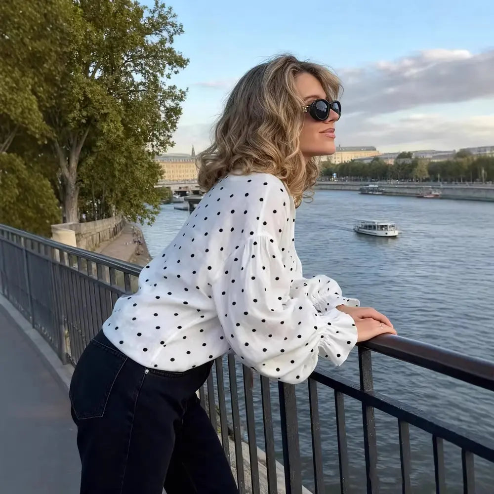 Haut femme élégant à pois style commuting – SecretBombe