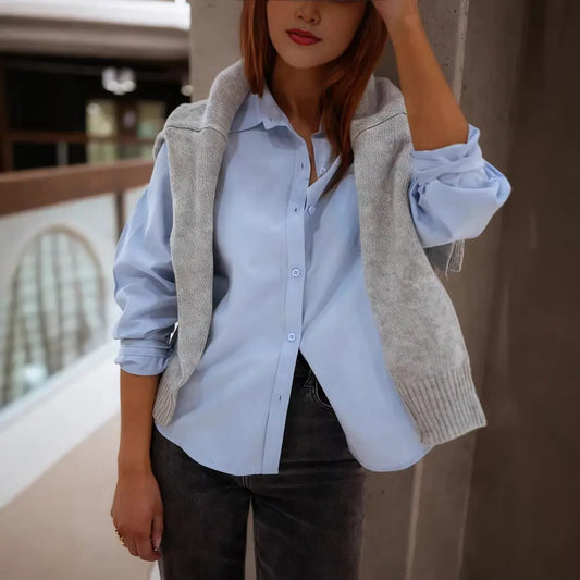 Chemise femme bleue loose fit style japandi chic – SecretBombe