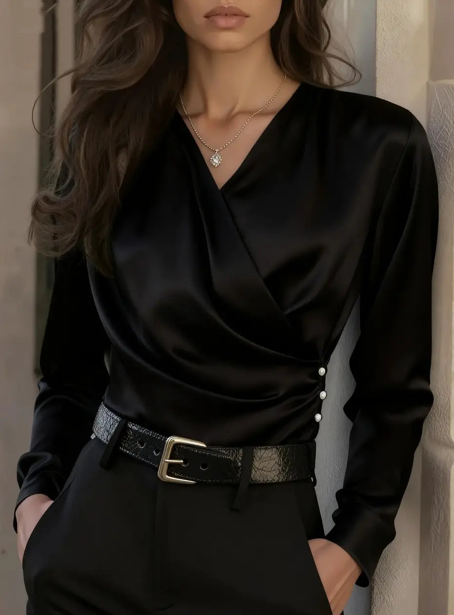 Chemise cache-cœur femme manches longues classiques – SecretBombe