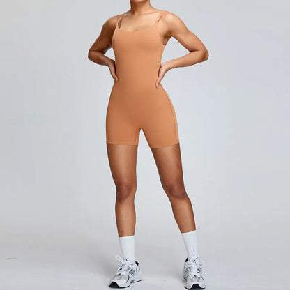 Haut de yoga  abricot, coupe ajustée et confortable, vue de face