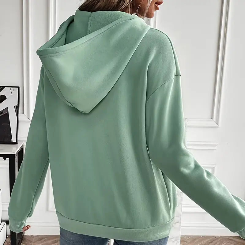 "Sweat-shirt à capuche vert d’eau, coupe ample et tendance"