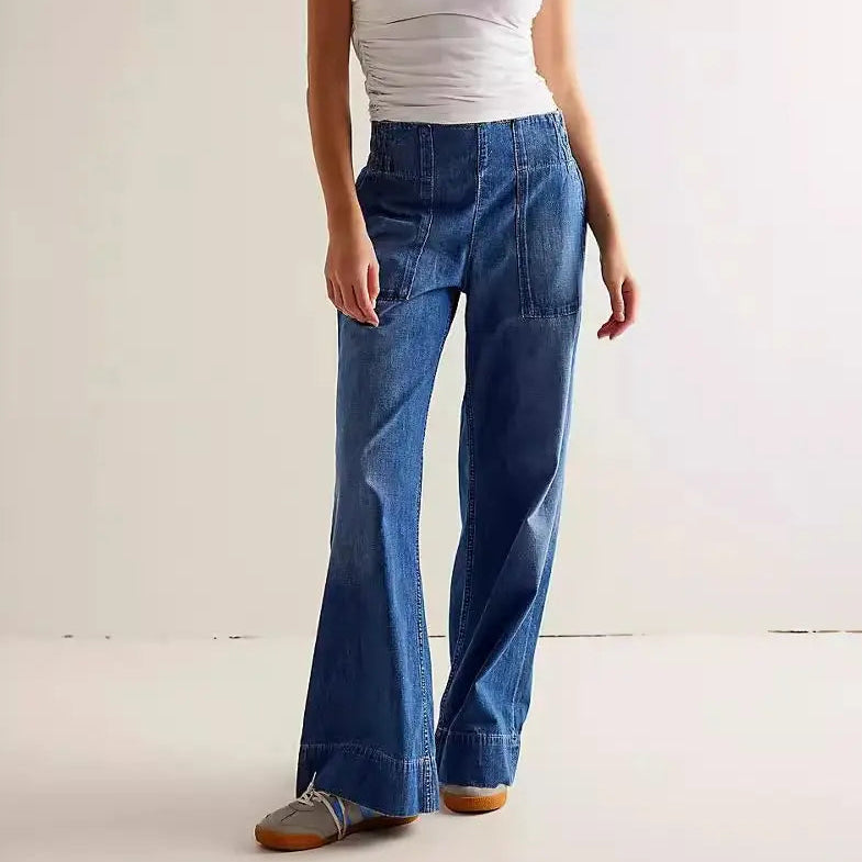 Jean femme taille basse en denim à coupe large SecretBombe