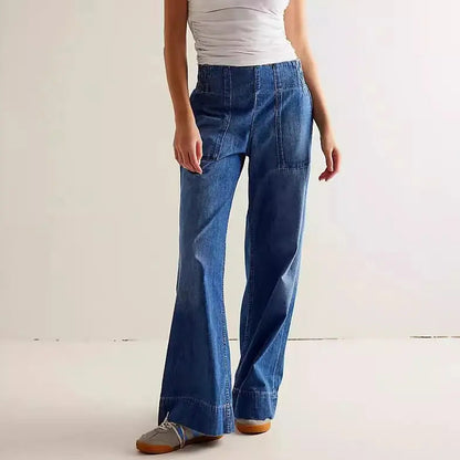 Jean femme taille basse en denim à coupe large SecretBombe