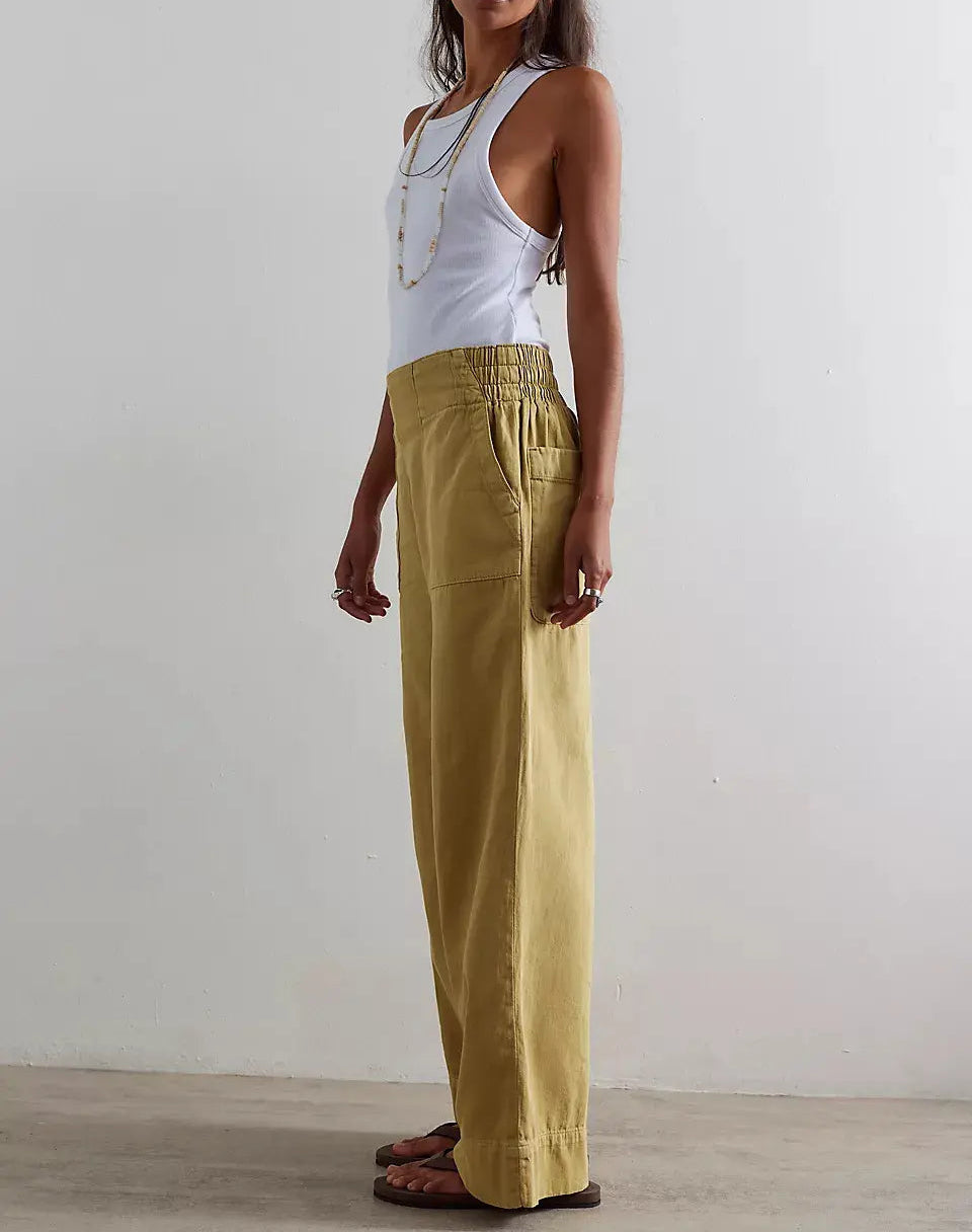 Jean ample femme jaune à taille basse SecretBombe