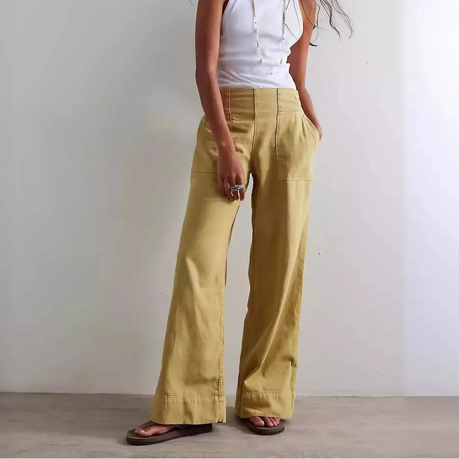 Jean taille basse femme jaune à coupe large SecretBombe