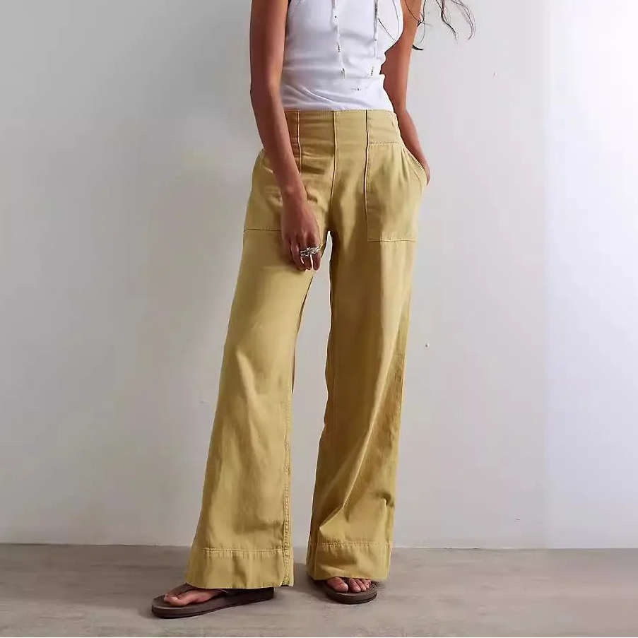 Jean ample femme jaune à taille basse SecretBombe