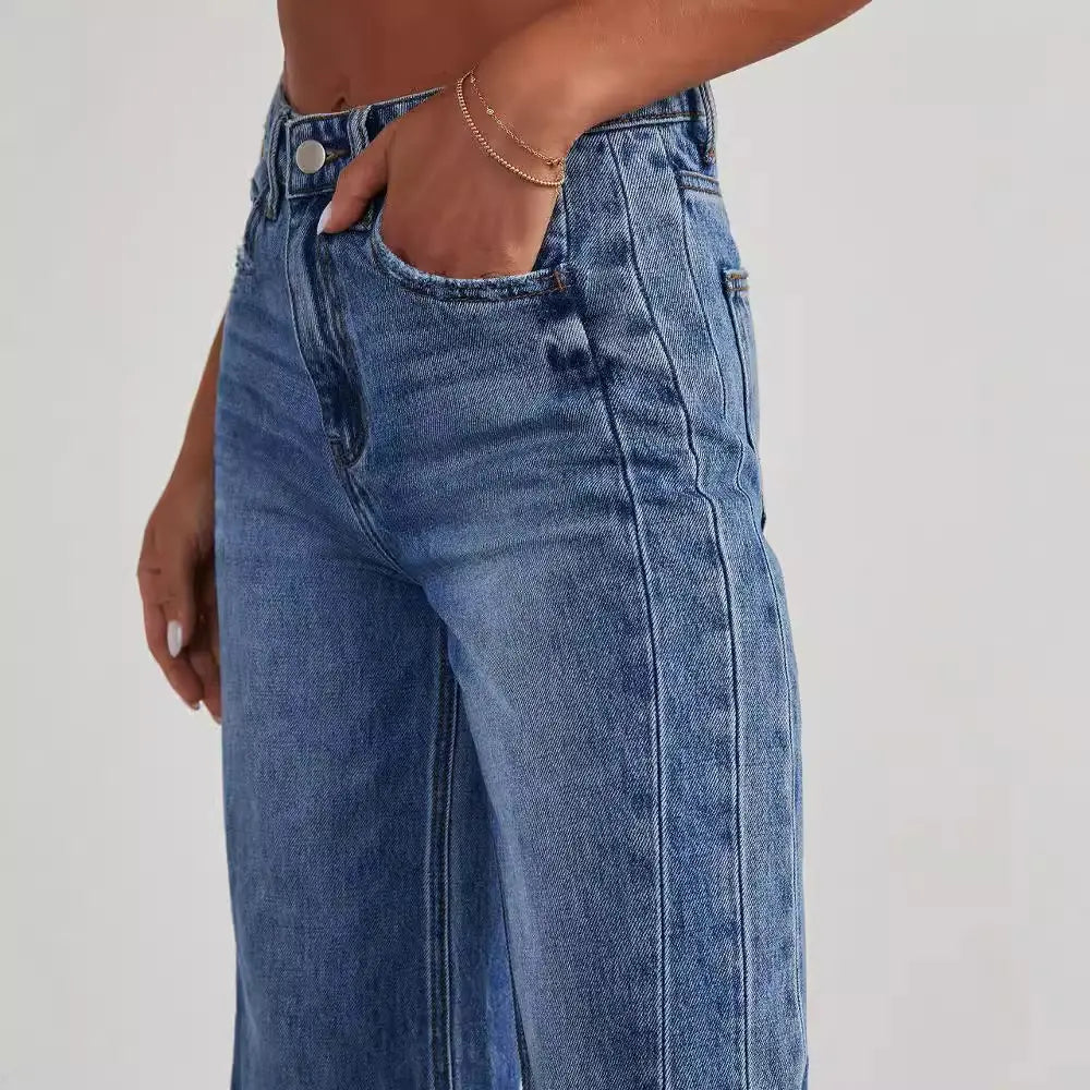 Détail de la taille basse du jean bleu femme SecretBombe