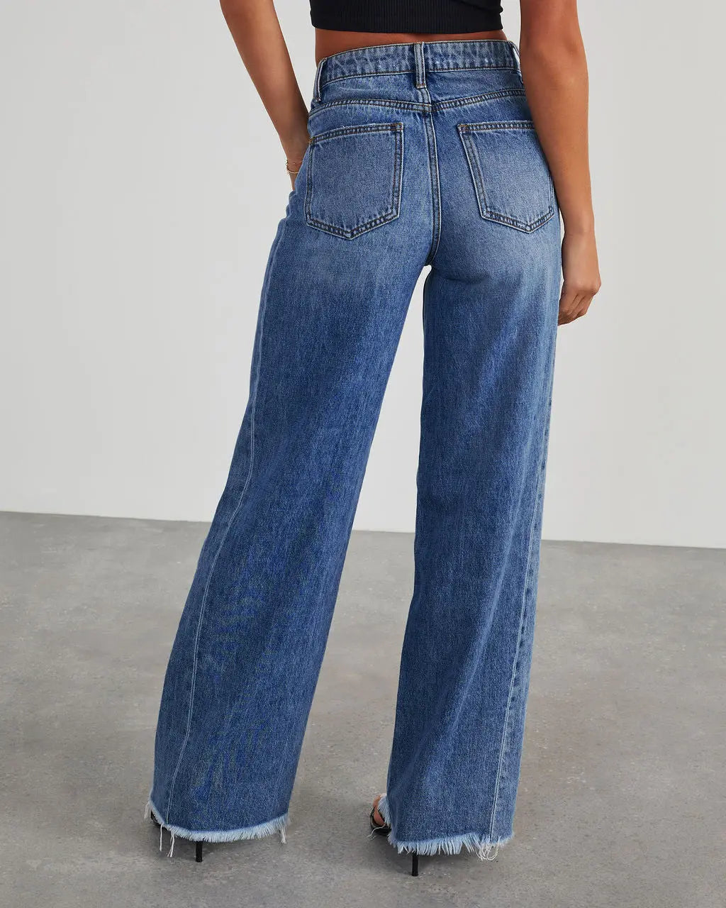 Vue dos du jean bleu femme taille basse SecretBombe