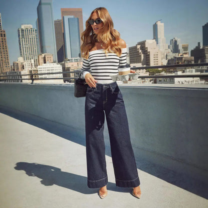 Jean droit femme en denim de coton confortable – SecretBombe