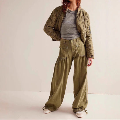 Jean femme vert à coupe ample et décontractée SecretBombe