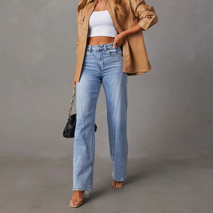 Détail de la taille du jean large femme bleu clair SecretBombe