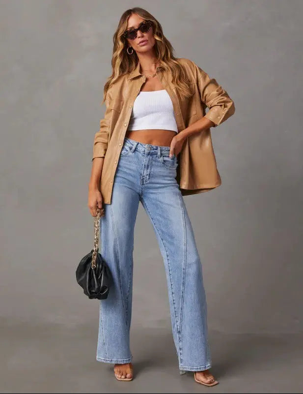 Jean femme en denim bleu clair à coupe large SecretBombe