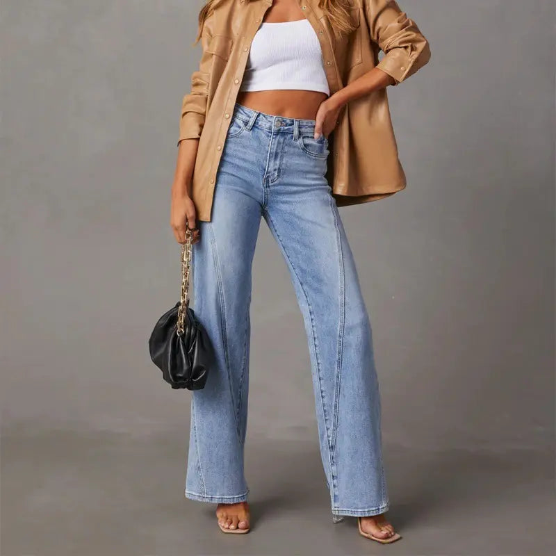 Jean large femme en denim bleu clair délavé SecretBombe