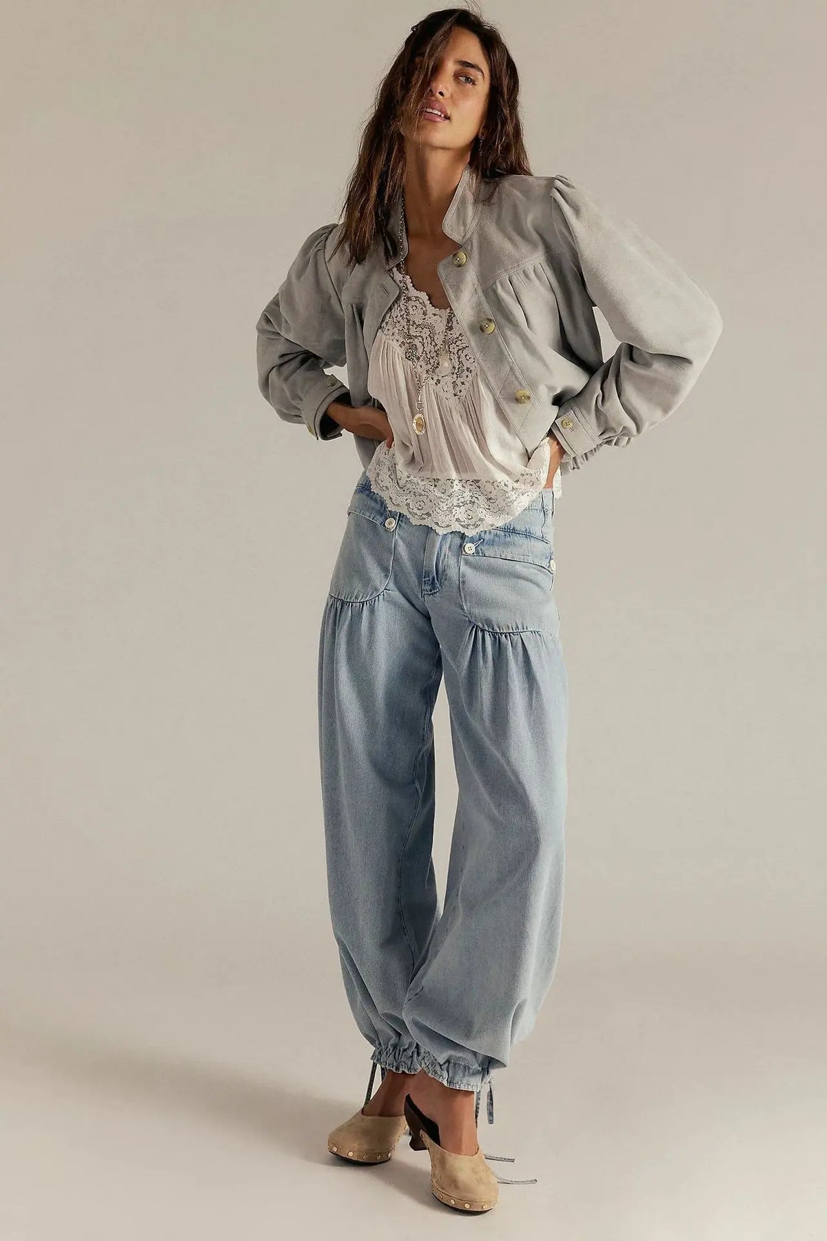Jean large bleu délavé pour femme SecretBombe