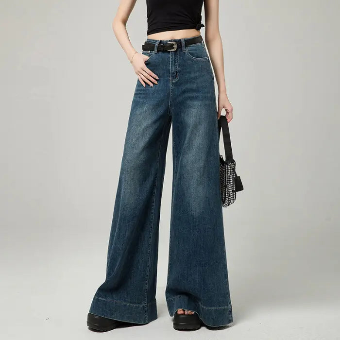 Jean femme en denim bleu foncé à coupe très large SecretBombe
