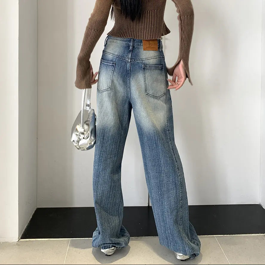 Jean femme large bleu délavé style rétro SecretBombe