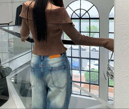 Jean large en denim bleu pour femme SecretBombe