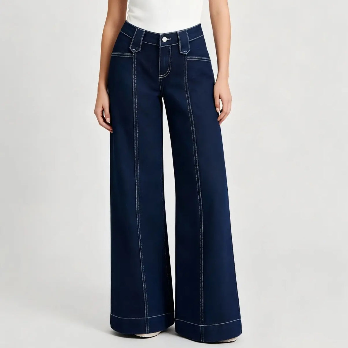 Jean large bleu marine femme pour un look moderne SecretBombe