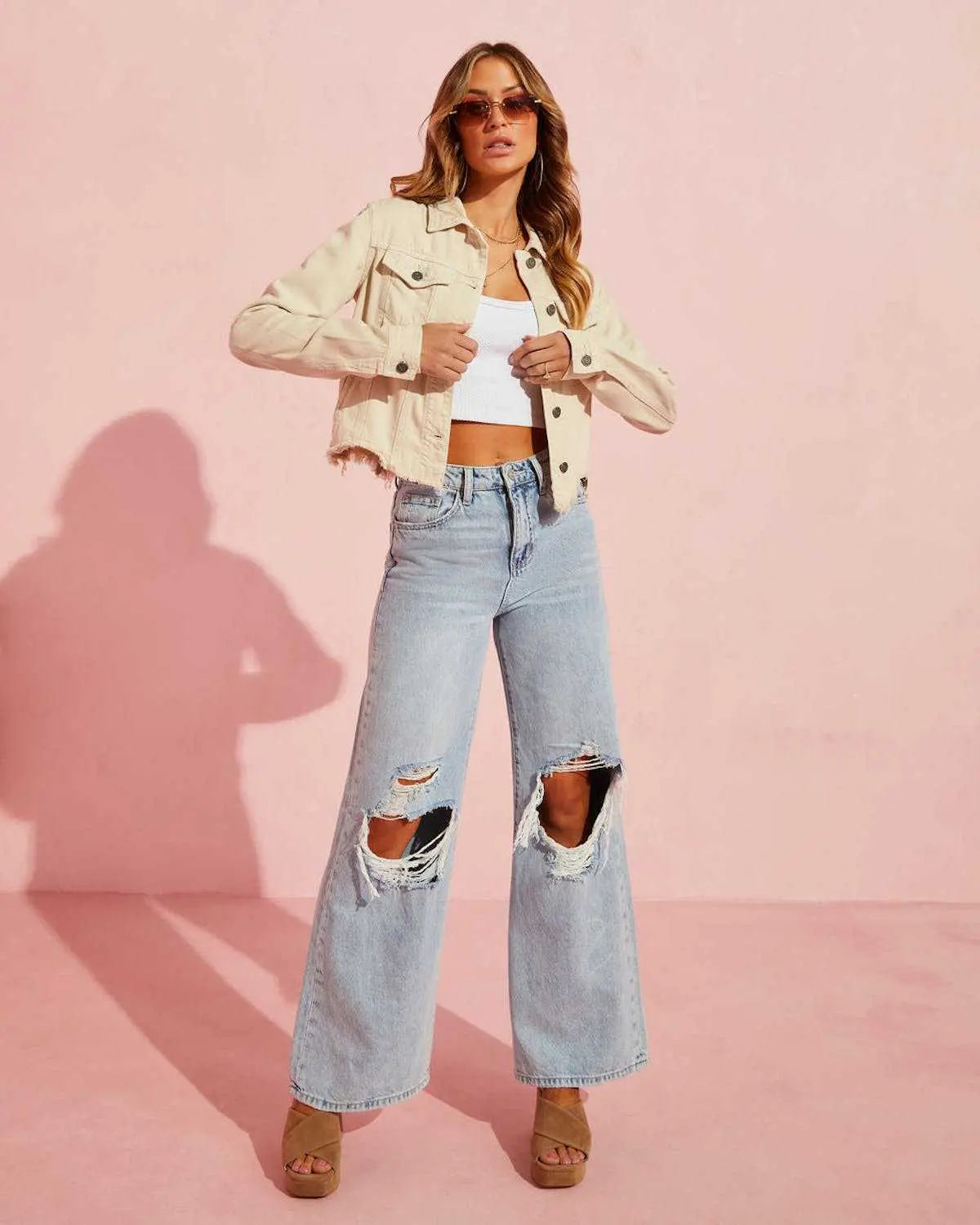 Jean large femme bleu clair au style casual SecretBombe