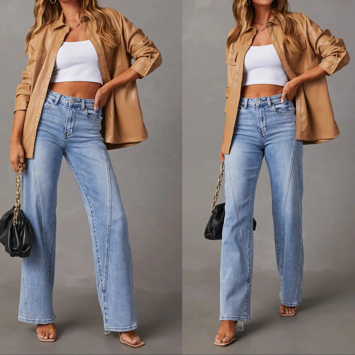 Jean large femme bleu clair à coupe droite SecretBombe