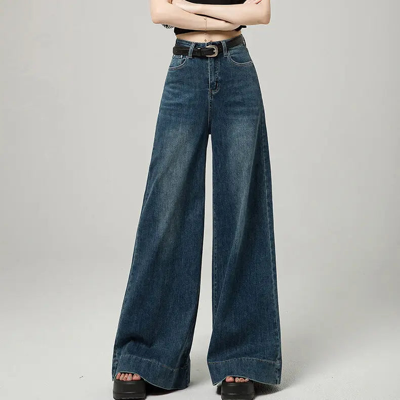 Jean wide leg femme bleu foncé à coupe très large SecretBombe