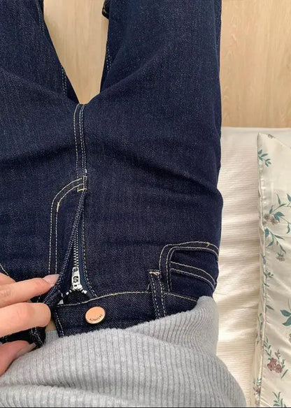 Détail de la taille du jean femme bleu brut SecretBombe