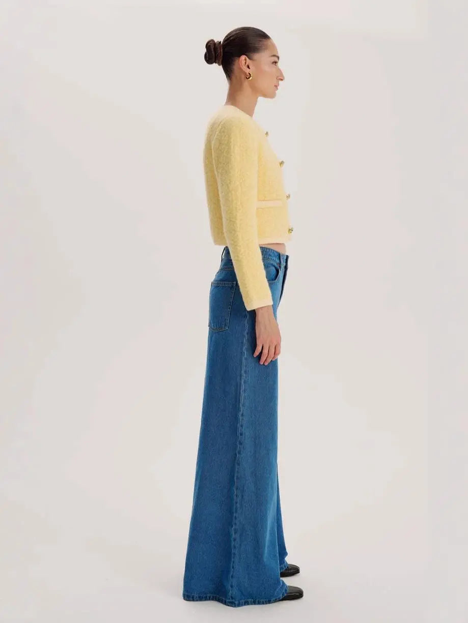 Jean femme wide leg en denim de coton confortable – SecretBombe