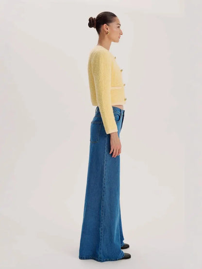 Jean femme wide leg en denim de coton confortable – SecretBombe