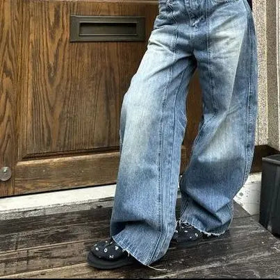 Jean wide leg femme bleu délavé à jambes larges SecretBombe