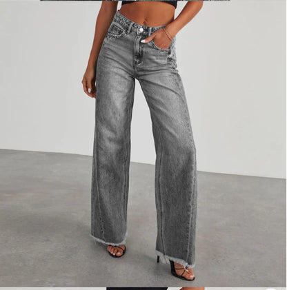 Jean large femme gris délavé à taille basse SecretBombe