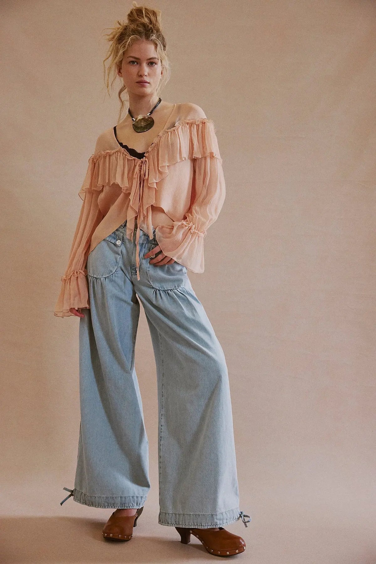 Jean large femme bleu délavé au style décontracté SecretBombe