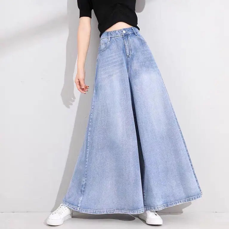 Jean femme coupe large style jupe-culotte taille haute SecretBombe