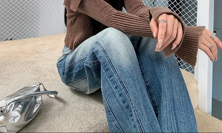 Jean femme rétro en denim bleu délavé SecretBombe