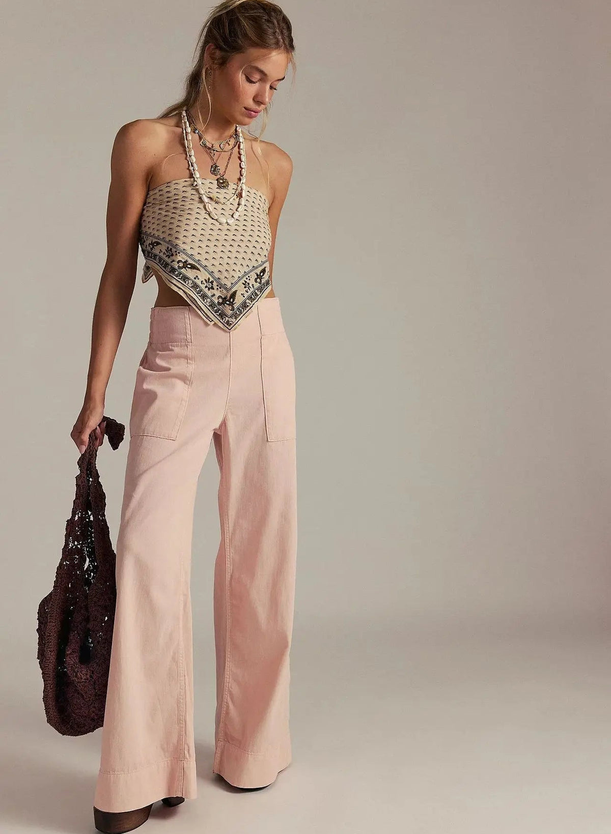 Jean femme rose taille basse à coupe ample SecretBombe