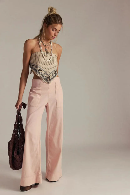 Jean femme rose taille basse à coupe ample SecretBombe