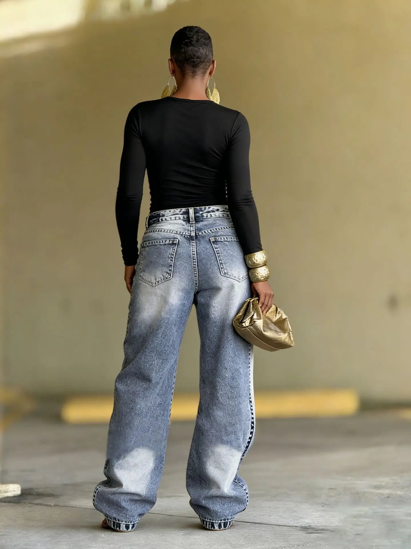 Jean femme denim délavé coupe large streetwear SecretBombe