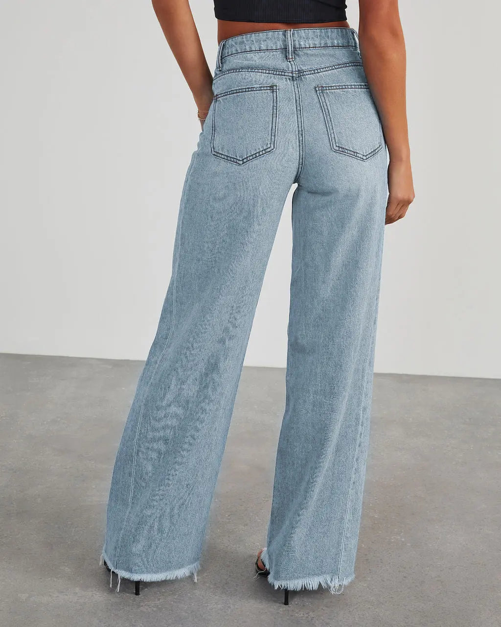 Vue dos du jean bleu femme taille basse SecretBombe